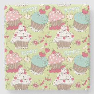 Cupcake pattern stone coaster