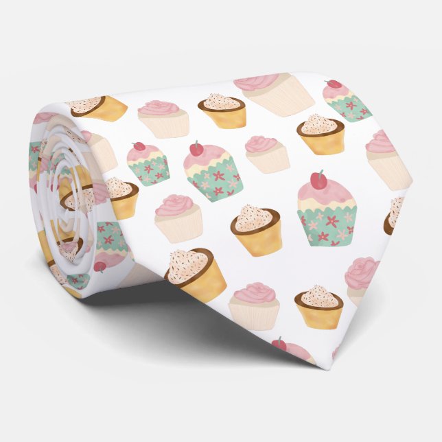 Cupcake Pattern Tie (Rolled)