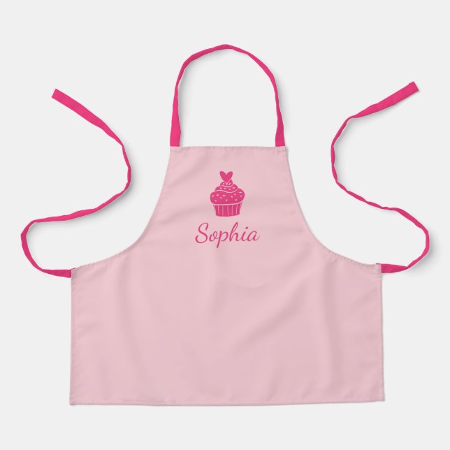 Cupcake Personalised Name Pink Apron (Front)