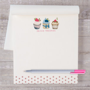 Cupcake Personalised Notepad – Pink Polka Dot Swee