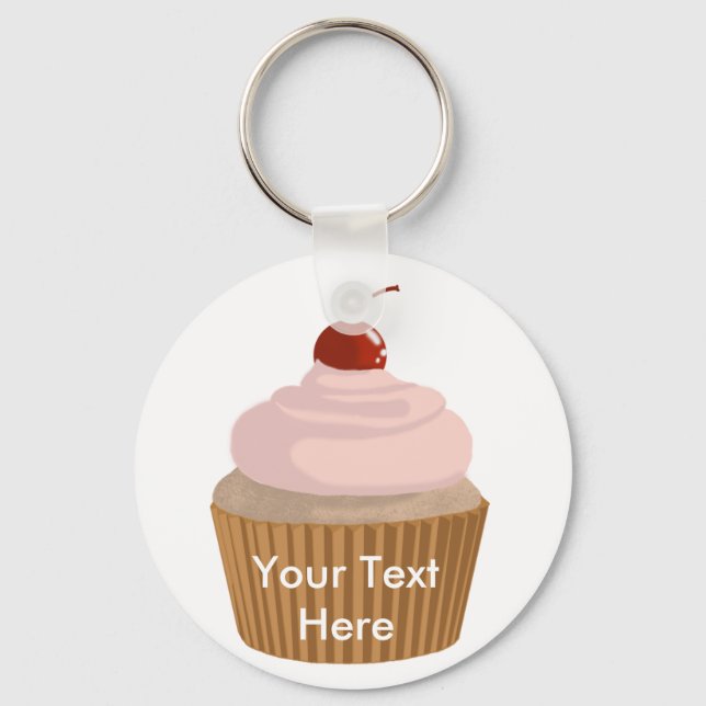 Cupcake-Pink and Brown Key Ring (Front)