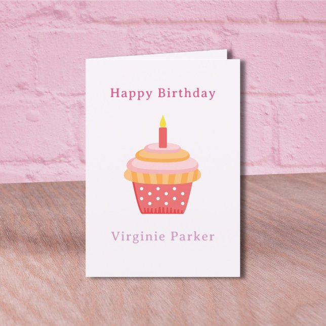 Cupcake Pink Birthday Card  (Cupcake Pink Birthday Card )