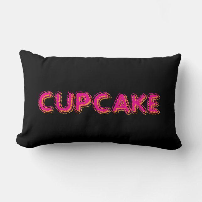 Cupcake Pink Black Custom Text Throw Pillow (Front)