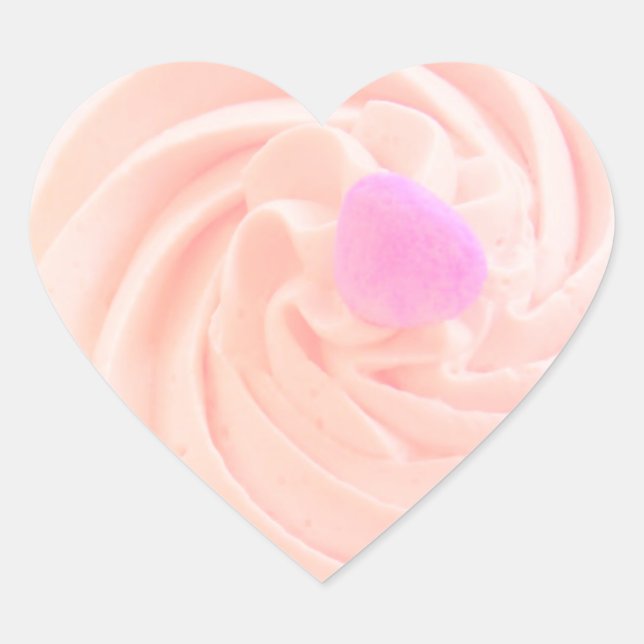 Cupcake pink frosting candy heart cute sticker (Front)