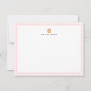 Cupcake Pink Gingham Border Personalised Card