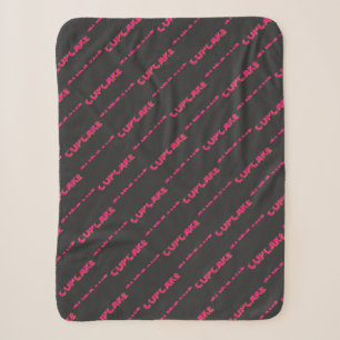 Cupcake Pink Text Custom Black  Sherpa Blanket