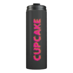 Cupcake Pink Text Custom Black  Thermal Tumbler