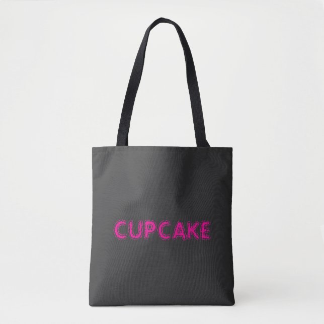 Cupcake Pink Text Custom Black  Tote Bag (Front)