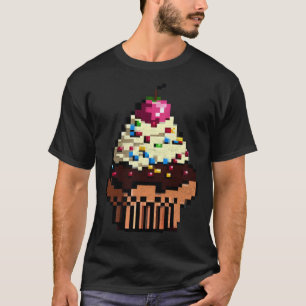 Cupcake Pixel 8 bit Retro Hungry Byte Game Cake Fo T-Shirt