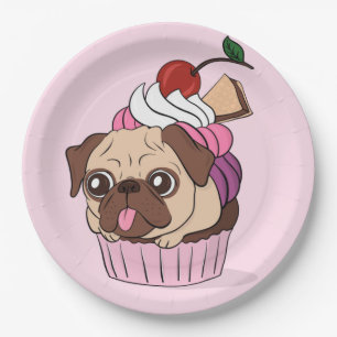 Cupcake Pug Paper Plate