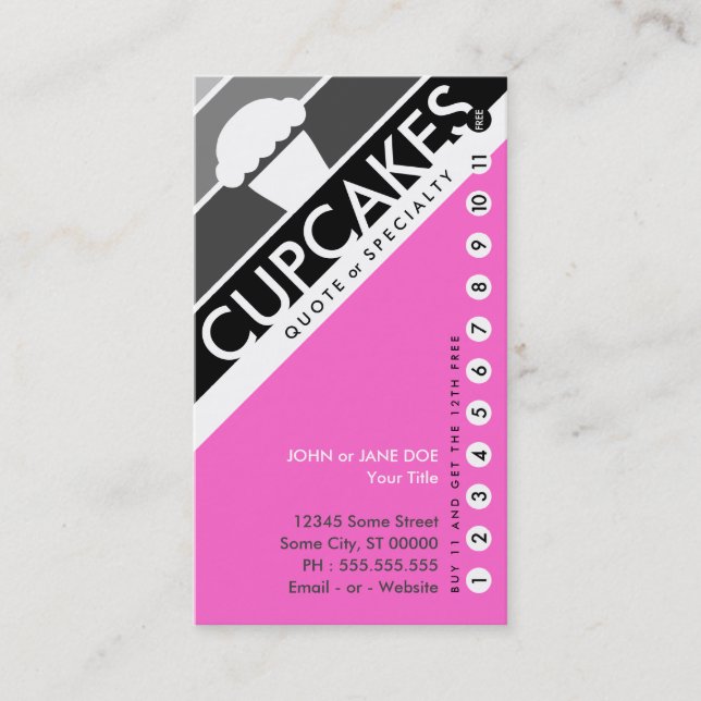 cupcake punchcard (buy 11 get 1 free) loyalty card (Front)