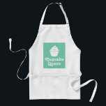 Cupcake queen | Mint green baking apron for mum<br><div class="desc">Cupcake queen | Cute mint green baking apron for women. Funny gift for cupcake lover. Customisable background colour. Make one for mum,  mother,  wife,  aunt,  grandma,  sister,  daughter etc.</div>