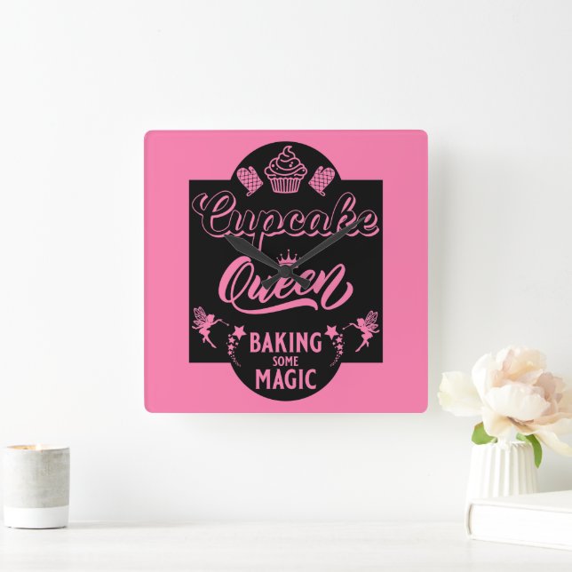 Cupcake Queen Square Wall Clock (Home)