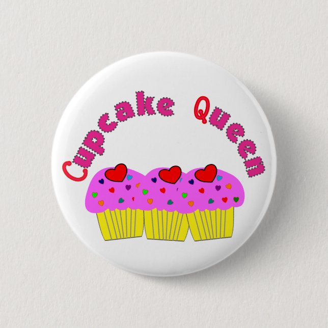 "Cupcake Queen"  T-Shirts and Gifts 6 Cm Round Badge (Front)