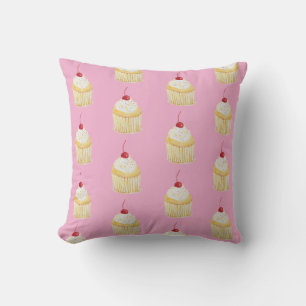 Cupcake Rainbow Sprinkles Throw Pillow