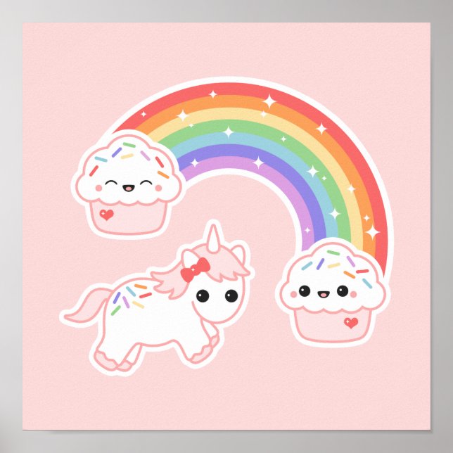 Cupcake Rainbow Unicorn Poster (Front)