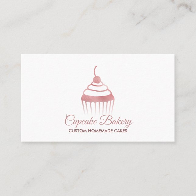Cupcake Rose gold Cute Business Card (Front)