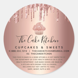 Cupcake Rose Gold Drips Bakery Pastry Chef Legal Classic Round Sticker