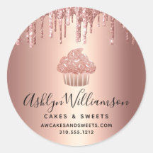Cupcake Rose Gold Drips Script Pastry Chef Bakery