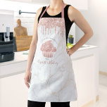 Cupcake Rose Gold Glitter Drips Marble Bakery Chef Apron<br><div class="desc">Here’s a wonderful way to add to the fun of baking. Add extra sparkle to your culinary adventures whenever you wear this elegant, sophisticated, simple, and modern apron. A sparkly, rose gold cupcake, glitter drips, and handwritten typography overlay a white marble gold veined background. Personalise with your name or other...</div>
