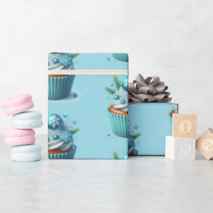 Cupcake Simple Minimal Blue Wrapping Paper