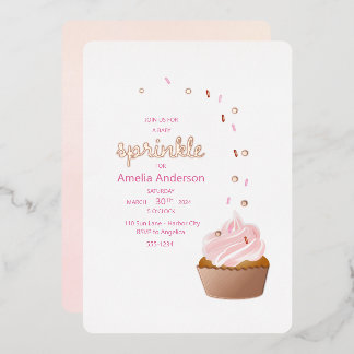 Cupcake Sprinkle baby shower invitations