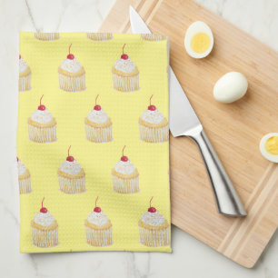 Cupcake Sprinkles Cherry Pattern Kitchen Towel