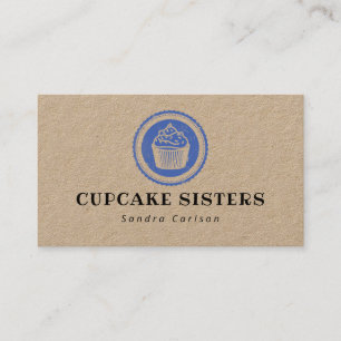 Cupcake stamp logo rustic kraft business card
