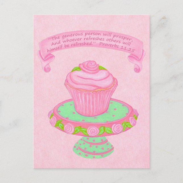 Cupcake Stand ~ Good Gift Scripture Postcard (Front)