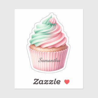 Cupcake Sticker, Any Name, Baby, Kids, Girl