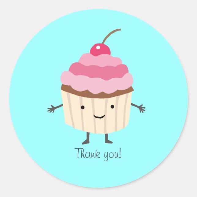 Cupcake Sticker Cute Happy Cupcake Thank you (Front)