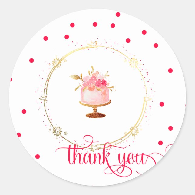 ★ Cupcake thank you Classic Round Sticker (Front)