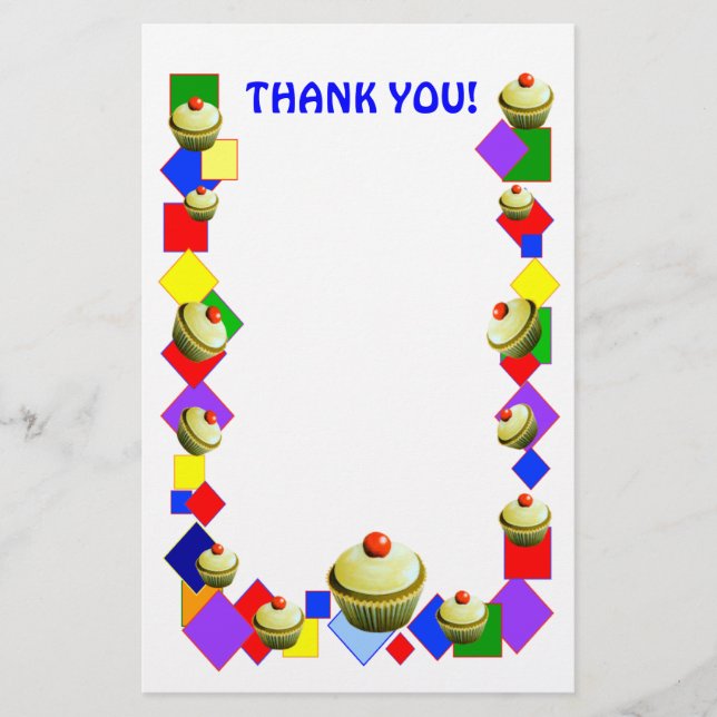 CUPCAKE  "Thank you!" Stationary Stationery (Front)