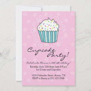 Cupcake Themed Birthday Party Invitations