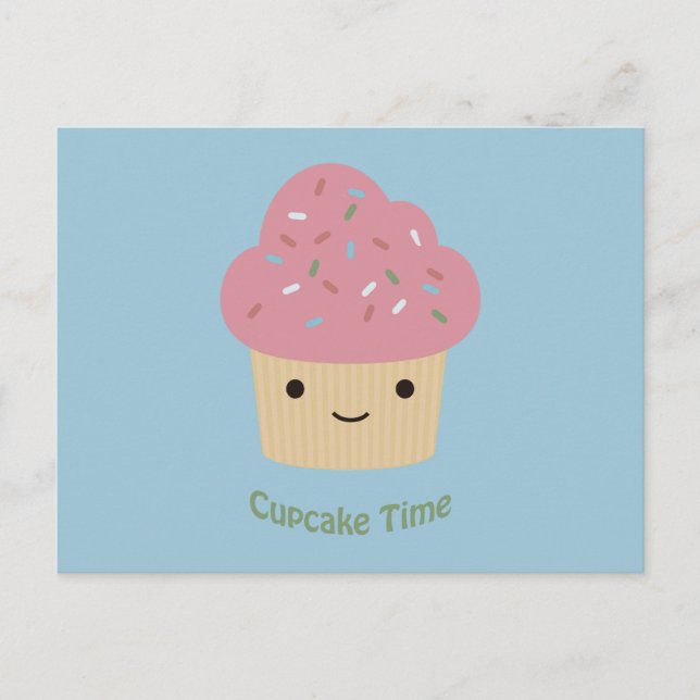 Cupcake Time! Cute Pink Cupcake Postcard (Front)
