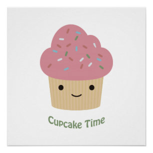 Cupcake Time! Cute Pink Cupcake Poster
