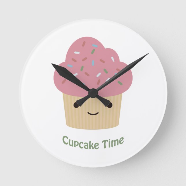 Cupcake Time! Round Clock (Front)