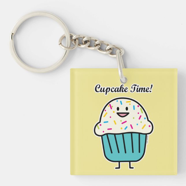 Cupcake Time with sprinkles sweet dessert fondant Key Ring (Front)