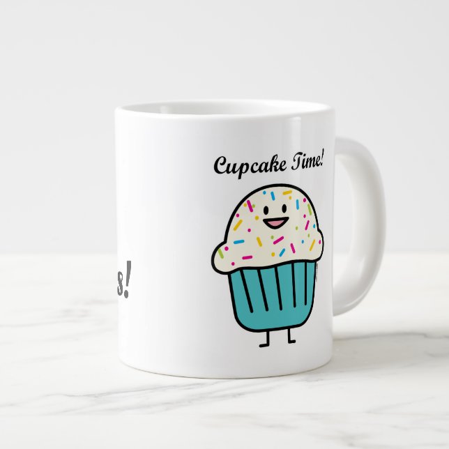 Cupcake Time with sprinkles sweet dessert fondant Large Coffee Mug (Front Right)