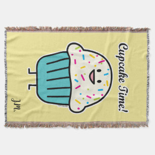 Cupcake Time with sprinkles sweet dessert fondant Throw Blanket