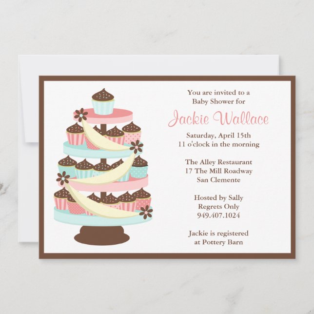 Cupcake Tower Baby Shower Invitation (Front)