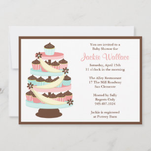 Cupcake Tower Baby Shower Invitation