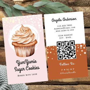 Cupcake Trendy QR Code and Website Business Card