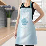 Cupcake Turquoise Glitter Drips Bakery Chef Script Apron<br><div class="desc">Here’s a wonderful way to add to the fun of baking. Add extra sparkle to your culinary adventures whenever you wear this elegant, sophisticated, simple, and modern apron. A sparkly, turquoise blue cupcake, glitter drips, and handwritten script overlay a faux metallic light turquoise aqua blue ombre background. Personalise with your...</div>