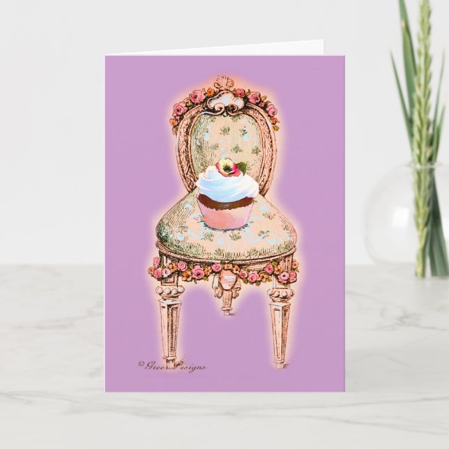 Cupcake & Victorian Chair Note Card (Front)