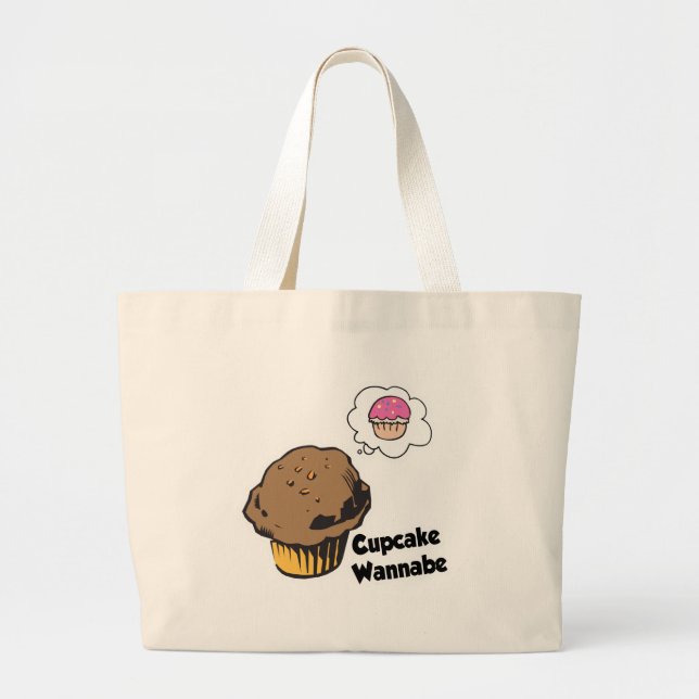 Cupcake Wannabe Muffin Large Tote Bag (Front)