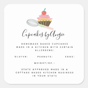 Cupcake Whisk Food Business    Square Sticker