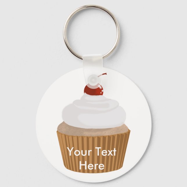 Cupcake-White and Brown Key Ring (Front)