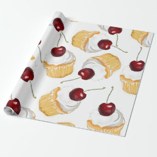 Cupcake with a Cherry Wrapping Paper