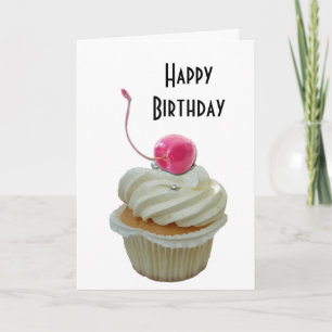 Cupcake with cherry card